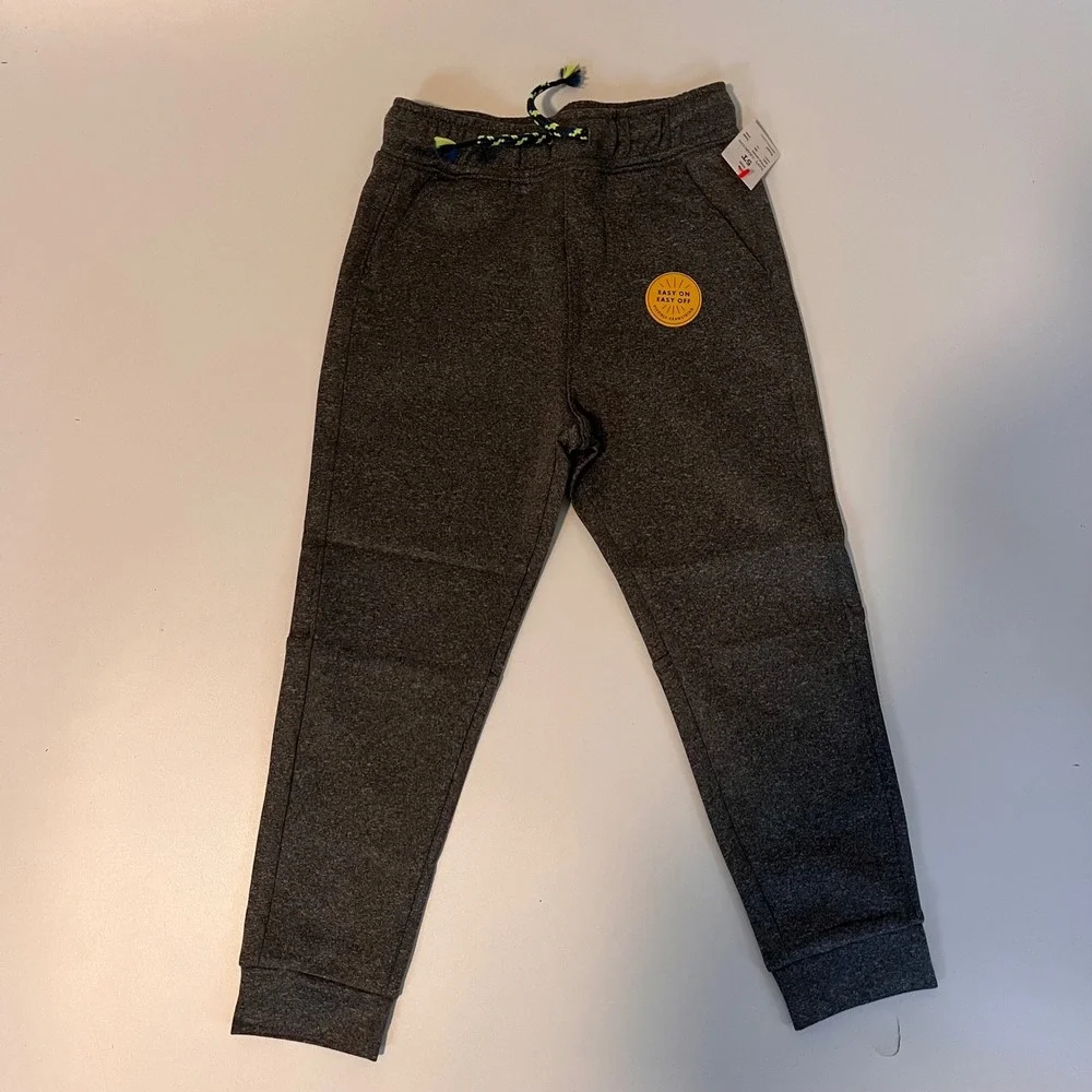 Cat & Jack Boys Charcoal Heather Jogger Pants 5T Easy On Flexible Drawstring